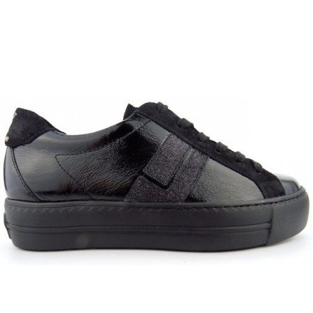 Paul Green Lack Glitter sportlicher Schnürer in Schwarz Paul Green Lack Glitter sportlicher Schnürer in Schwarz