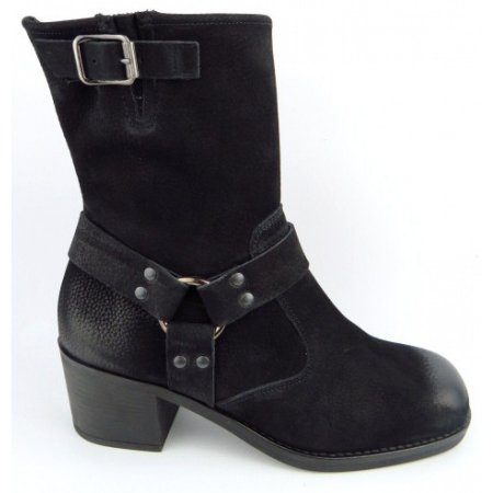 Paul Green Grained Nubuk Stiefelette in Schwarz
